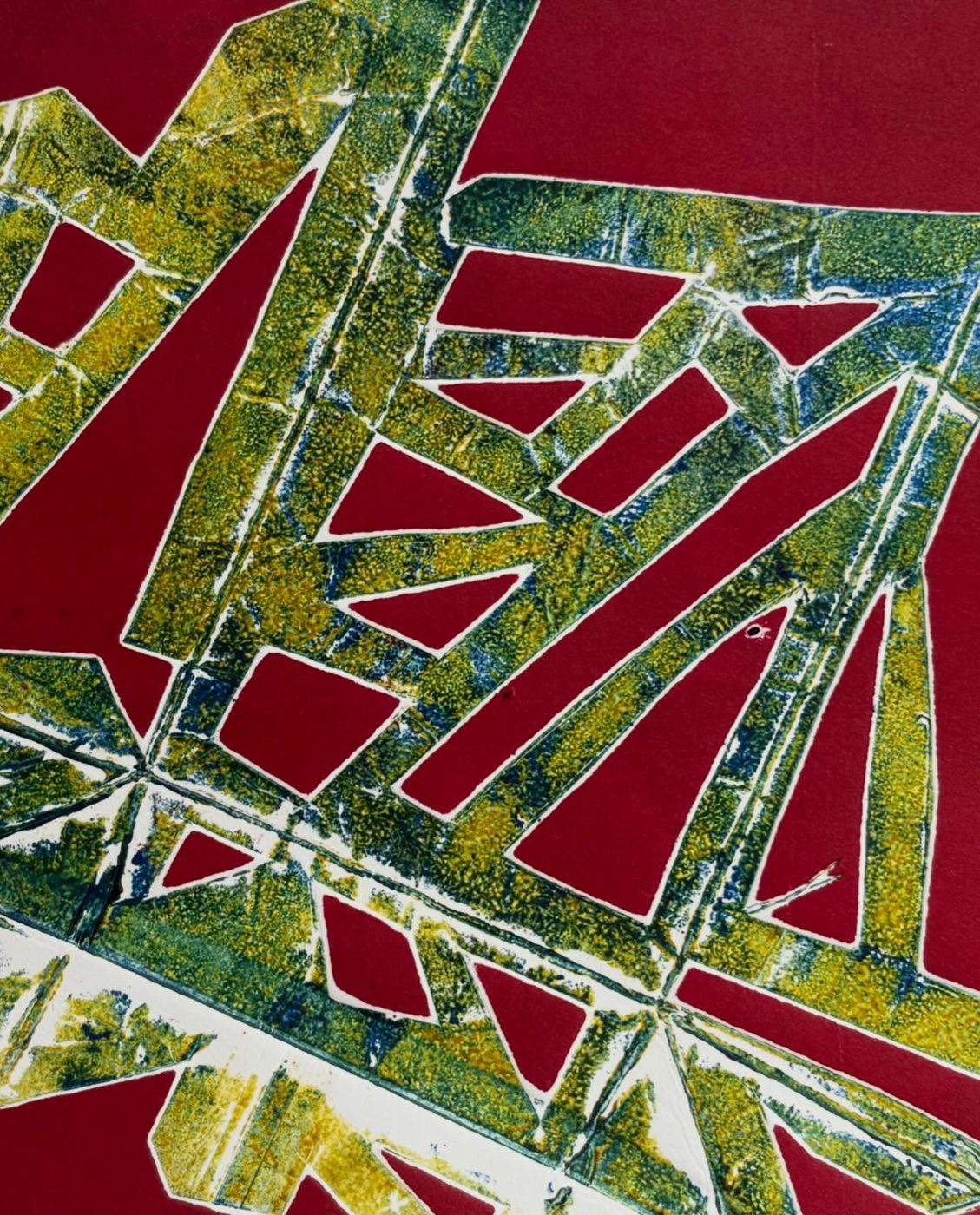 A bold olive and yellow monotype