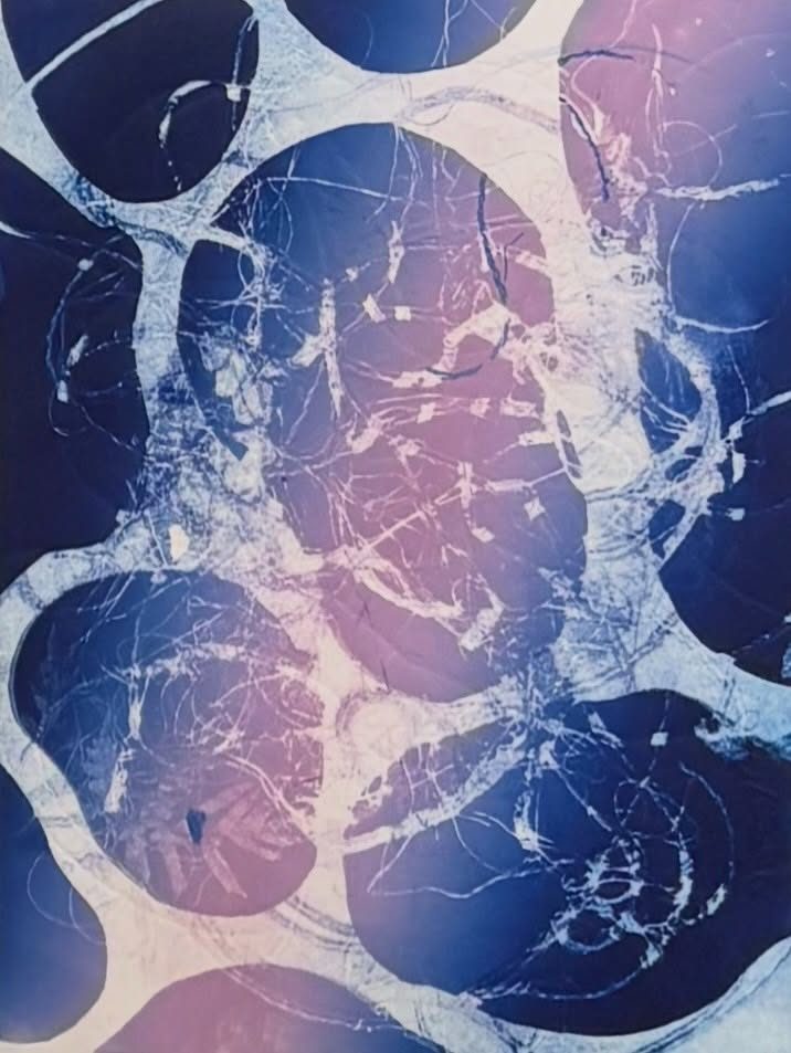 Indigo circles, a monotype